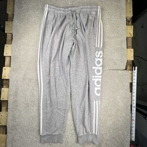 ADIDAS Joggers Gray Graphic Tracksuit Sweatpants Cotton Drawstring XL